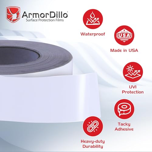 Image of ArmorDillo Poly Shrink Wrap Tape 4 inch x 180' - 11.04 per roll (1 Case - 12 Rolls) White Heat Shrink Tape for Boats | Waterproof Crash Wrap, Press & Seal Plastic Repair, Electrical & Plumbing Protection