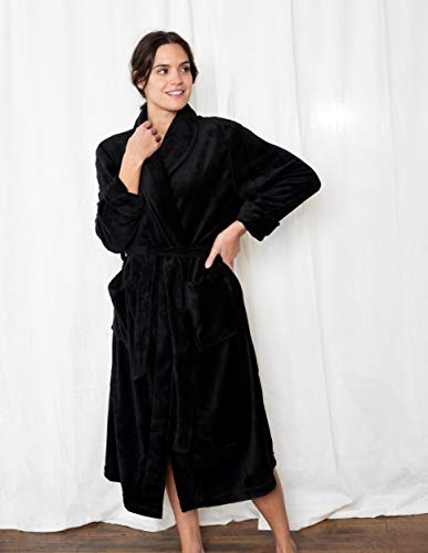 Leveret Womens Fleece Robe Black Size L/Xl #TOP1