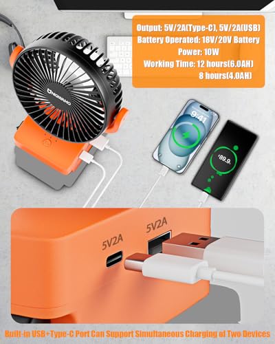 Image of Battery Powered Fan Compatible for Black & Decker /Porter Cable 20V Battery