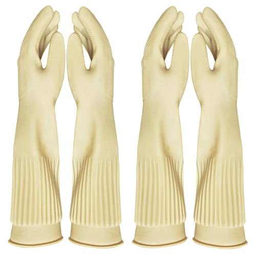 The Crown Choice Kitchen Rubber Gloves 2 Pairs of Kitchen Gloves for Cleaning and Washing Waterproof and Reusable Non Slip Kitchen Gloves (Medium)