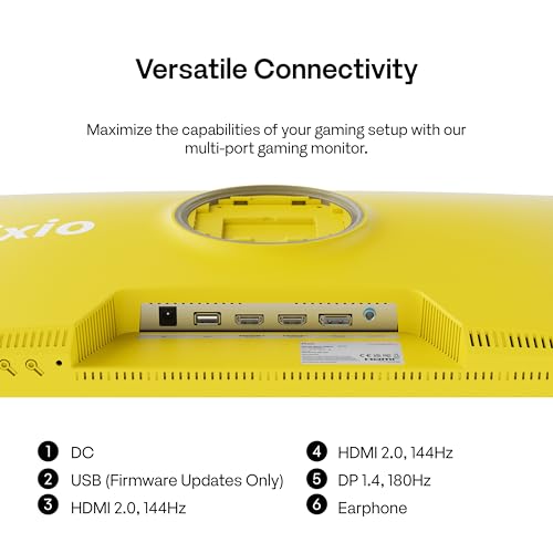Image of Pixio PX278 Wave Yellow 27 inch 180Hz 1440p Fast IPS Panel 1ms GTG AMD FreeSync Gaming Monitor with Yellow HDMI 2.1 Cable Certified Ultra High Speed 10FT 8K 60Hz 4K 120Hz Nylon Braided