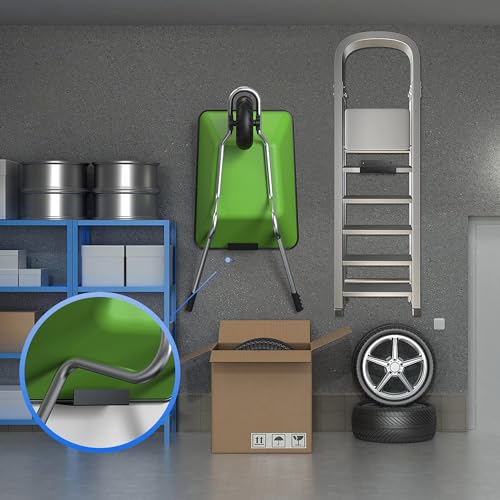 Ladder Hanger for Garage Wall, 8 Pack Heavy Duty Tile Wall Hanger Bracket, Utility Hook Mount Storage, Wheelbarrow Hanger Wall Mount, Versatile Tool Holder Hang Folding Chair, Step Ladder in Garde