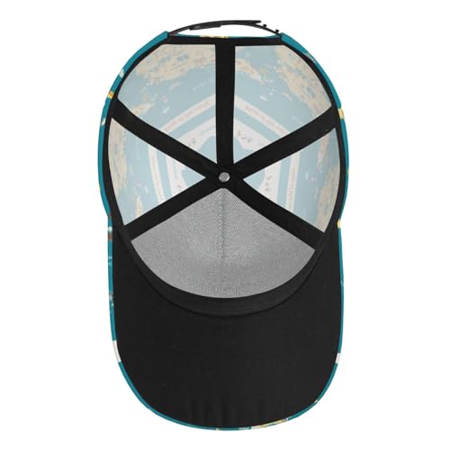 Gorra de béisbol ajustable negra con mapa mundial miniatura 7