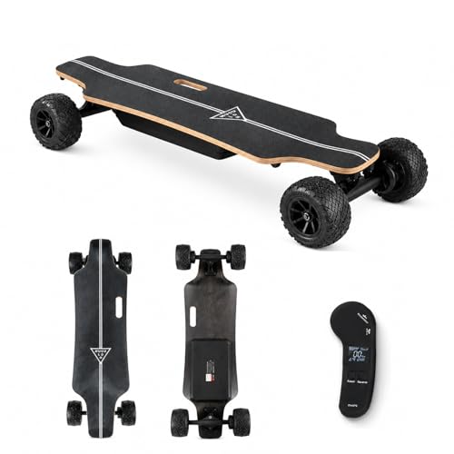 Skate Électrique Portable avec Grandes Roues 105mm et Double Moteur, Télécommande LCD pour Contrôle Précis, pour Campus, Parcs et Sorties de Week-End,...