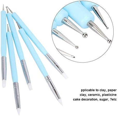 Silicone Clay Sculpting Tools, 5pcs Double Head Rubber Tip Color Shaping Wipe Out Pen Brush Modeling Dotting Tool Pottery Craft