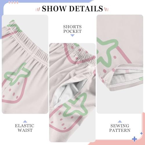 Light Strawberry Boys Pants Boys Athletic Pants Long Pant for Boywith Pockets Wide-Leg Size 6-14Y4