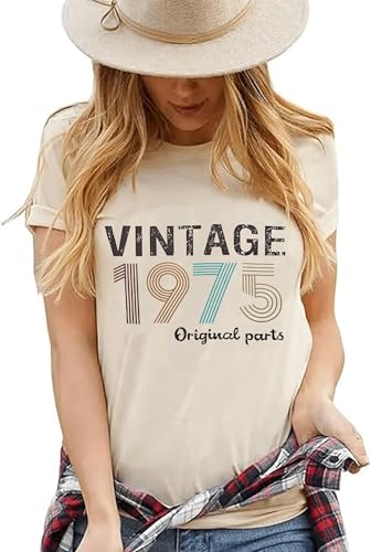 Vintage 1975 T Shirts for Women 50th Birthday Shirts Gifts Born in 1975 Tshirt Retro Short Sleeve Tee Tops2