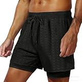 Gym Shorts for Men 2 in 1 Quick Dry Shorts with Pockets Casual Lightweight Breathable Running Shorts with Liner