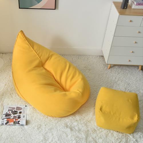 Sillón puff (sin relleno), funda de sofá puff con pedales, sofá suave y cómodo for el hogar, sillón individual, muebles de sala de estar, asiento tumbona for adultos, adolescentes y niños.(Yellow)