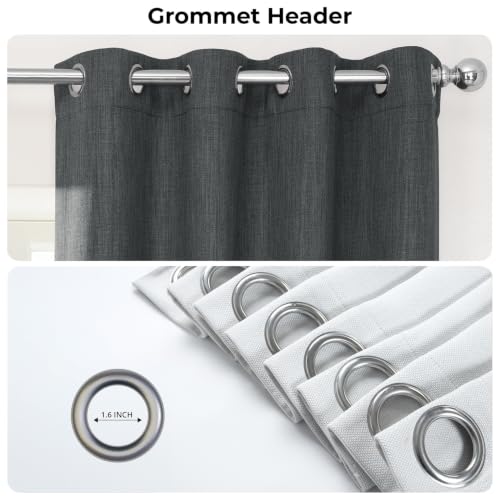 Image of HPD Half Price Drapes Grommet Linen Curtains 96 Inches Long Room Darkening Curtains for Bedroom & Living Room (1 Panel), 50W x 96L, Dark Gravel