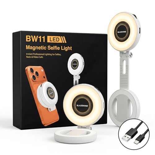 Image of Magnetic Selfie Light for Mobile, LED Ring Fill Light, 360 Rotate, Foldable | USB Rechargeable | iPhone & Android | Selfies, Reels, Makeup, Vlog, Zoom Call, Video Conference.