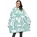 UKKO Couverture Sweat À Capuche Surdimensionné Femmes Tie Colorant Sweats À Hoodies en Polaire Couverture Portable avec Pull Hivernal À Manches-Tie Dye Green,One Size