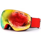DDER Outdoor Unisex Spherical Double-Layer Ski Goggles Anti-snowblind Anti-Fog Anti-Scratch Ski Goggles Myopia Can Be Brought (red)
