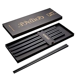 Goldage 5 paar eetstokjes van glasvezel, vaatwasmachinebestendig (Japans minimalisme – drijvend bloemen)