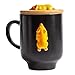 Matte Black Corgi Mug with Original Bamboo Lid,Handcrafted Cute Corgi Gift Coffee Mug Tea Cup Perfect Novelty Gift-(12oz,350ML)(Black, Corgi)