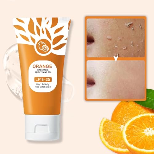 Identicalven 3Pcs Orange Exfoliating Gel for Face and Body, Exfoliating Cleansing Gel Scrub,Orange Enzymes Exfoliatings Gels,Pore Peeling Scrub, Deep Cleansing Moisturizing Facial Exfoliator, Remove Blackheads