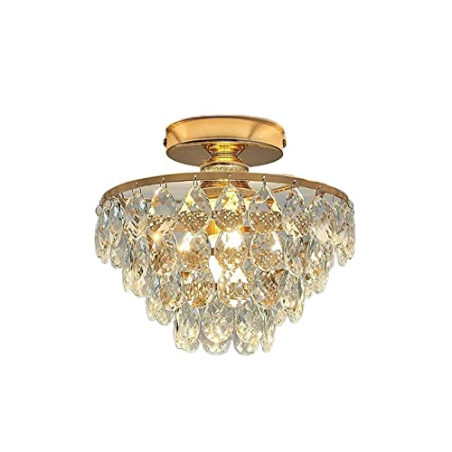 Plafonnier en cristal QTANZIQI avec suspension métal noir encastré