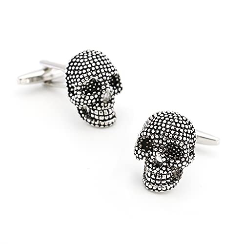 Igame Vintage Skeleton Cuff Links Black Color Brass Material 3D Skull Design Punisher Style Cufflinks With Gift Box #TOP11