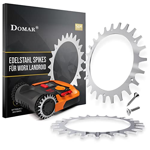 DOMAR WORX LANDROID SPIKES AUS EDELSTAHL Worx Spikes Räder für bessere Traktion Landroid Zubehör kompatibel mit Worx-Landroid S&M Modellen Mähroboter Spike Set inkl. Schrauben