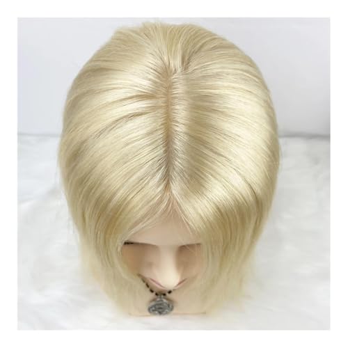 Topper de cabello humano rubio 613 con cierre de encaje de seda 5x5 4