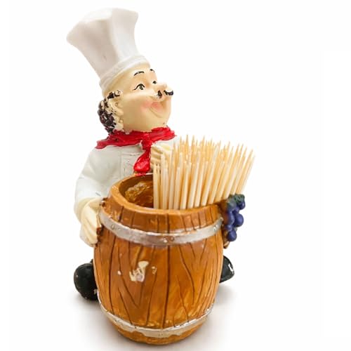 Image of Chef Figurine Toothpick Holder Resin Table Organizer for Kitchen Dining Area Decorative Showpiece for Home Restaurant Cafe Use, Toothpick Organizer for Dining Table