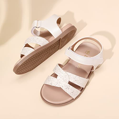 Image of DREAM PAIRS Girls Sandals Open Toe Princess Flat Sandals Strappy Summer Shoes Toddler /Little Kid