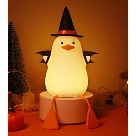 Attivolife Duck Night Light for Kids, LED Bedside Table Silicone Lamp, Timer Dimmable Animal Magician Touch Control Nursery Portable, Halloween Birthday Gift for Boy Girl (Bat Wing)