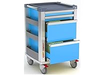 Gima 45674 Medizinischer Wagen multifuncional KART Compact - Blau - 4 Schubladen mit exklusivem automatischem Schließsystem