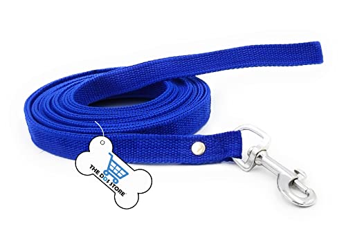Image of Dog Training Lead 10.FT Long Rope Cotton Nylon Webbing Recall Obedience Line Leash for Pet Best for Small to Medium Breed Dogs (10.Feet Leash & Collar 0.75 inch, Blue)