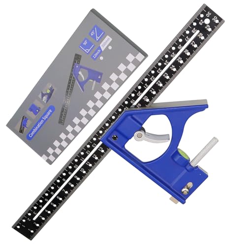 BEASAFY 305 mm Kombinationswinkel, Aluminiumlegierung Anreißwerkzeug, Universal Kombiwinkel, Hohe Präzision Anschlagwinkel, Streichmaß Werkzeug für Holzbearbeitung Heimwerken