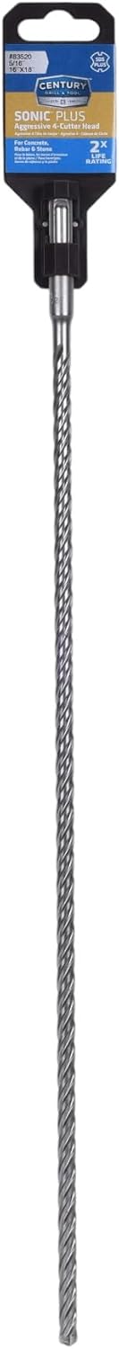Century Drill & Tool, 83520, 5/16"X16"X18",SDS Plus,2 Cutter Design Drill Bits, Accurate & Precise Drilling