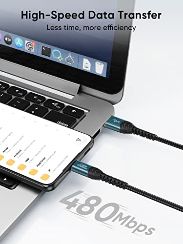 Image of USB C Cable 3A Fast Charging 2 Pack 6.6FT, CableCreation USB-A to USB-C Charge Double-Braided Exterior Compatible with iPad Mini Galaxy S21 S20 S10 S9 Note 10 9 PS5 Controller, USB Type C Cord Blue | Anti Tear Braided, 0.5ft~10ft, 3A Fast Charging, 480Mbps, 56Kohm Pull-up Resistor,for Powerbank Cellphone Android Auto