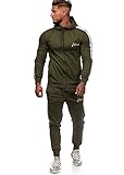 Koburas Herren Jogginganzug Trainingsanzug Sportanzug Jogginghose Hoodie-Sporthose Jogger Modell 3392 Oliv S