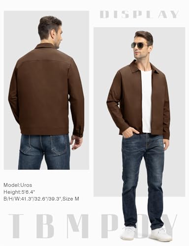 Image of TBMPOY Mens Lightweight Jackets Light Windbreaker Full Zip Casual Work Jacket Golf Business Fall Track Coat with Pockets