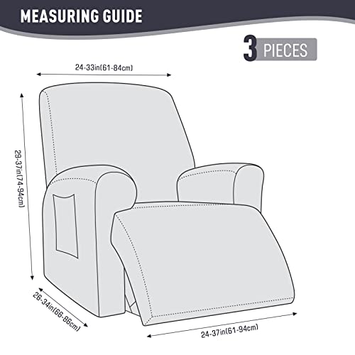 Kincam 3 Pieces Recliner Chair Covers, Stretch Reclining Chair Covers, Sofa Slipcovers Stripe Jacquard Recliner Covers Furniture Protector Covers With Elastic Bottom For Kids, Pets (Dark Gray) #TOP5