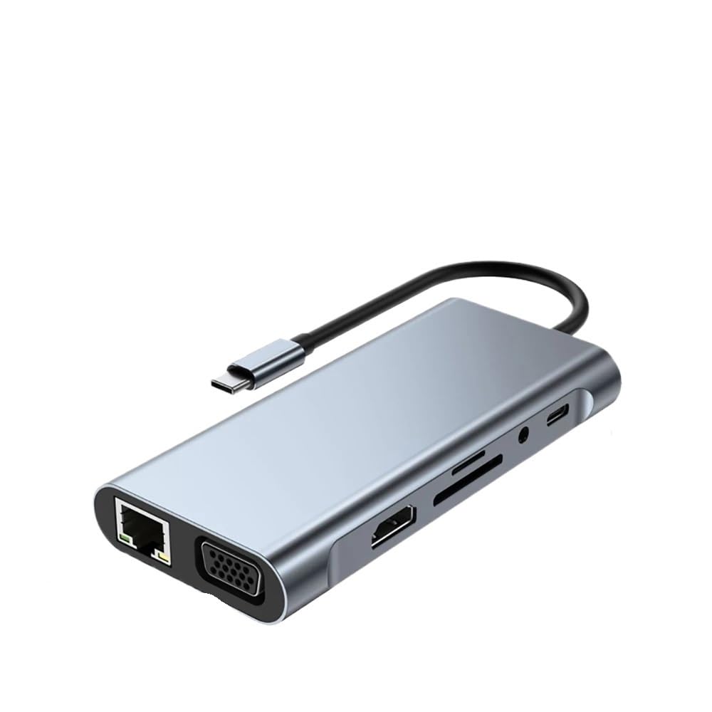 USB C Adapter 4K HDMI/VGA/Type C PD/RJ45/ SD/TF Card Reader(11-in-1 HDMI)