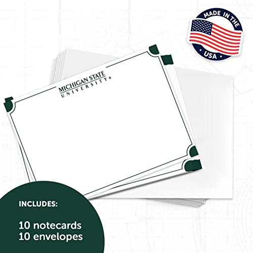 Image of Desert Cactus Michigan State University 10 Pack Notecards Stationery Cardstock Spartans MSU Includes Envelopes Memo Party Thank You (Notecard 4b)