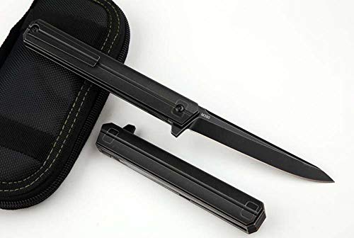 Ideaselection Outdoor Couteau de Camping M390 Acier Lame a Ressort Couteau de Survie Noir Couteaux pliants Epee Titane avec Couteau de Poche Randonnee Couteau de Chasse Multil Outils a Main la Gaine