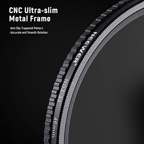 NEEWER 46mm Variable ND Filter ND2-ND32(1-5 Stops) Adjustable Neutral Density Filter/No X Cross/Ultra Slim Aluminum Alloy Frame/Optical Glass/Multi Layer Nano Coated/Water Repellent/Scratch Resistant - image 6