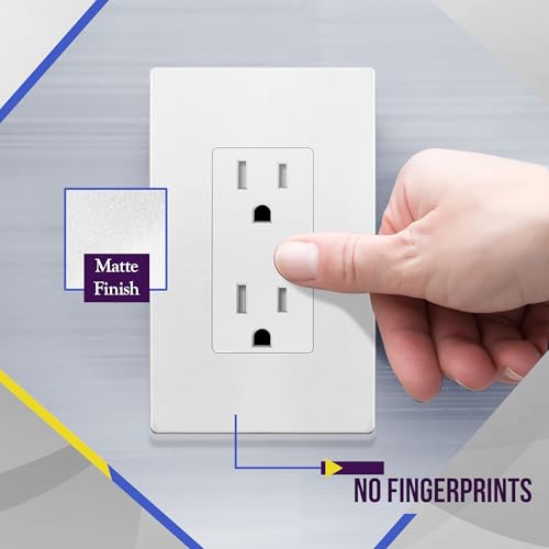 Image of ENERLITES 40 Pack Matte White Decorator Receptacle, Standard Electrical Wall Outlet, 15A 125V, Self-Grounding, 2-Pole, 3-Wire, 5-15R, UL Listed, 61502-TR-MW, Tamper Resistant