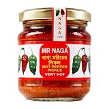 MR NAGA Hot Pepper Pickle, Very Hot, Naga 190gm, Glass Jar-Ghost Pepper Pickle (6 x Pickle Jars 190gms)