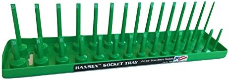 Hansen Global Hansen 3804 3/8" Drive Metric Regular & Deep Socket Holder - Green