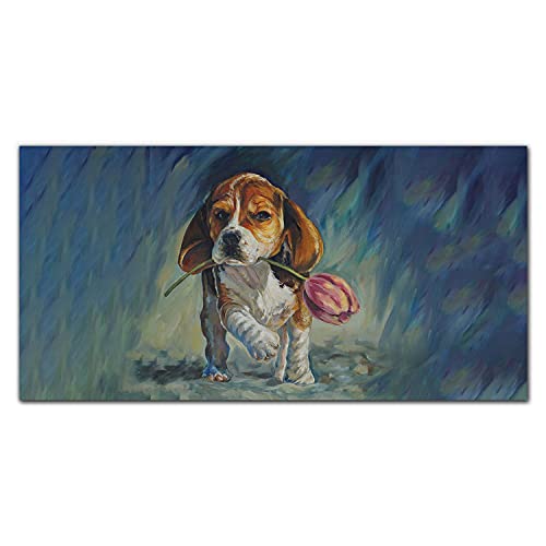 Décoration tableau en verre acrylique 100x50 cm cadre mural photo de chien