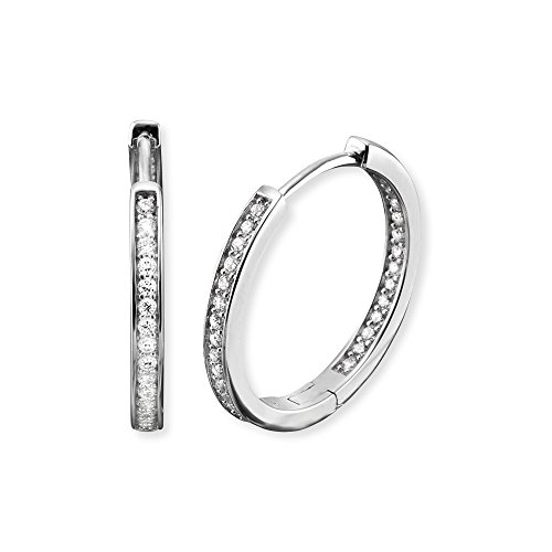 Engelsrufer Lisa Orecchini Creolo Per Donne, Zirconia Bianco Argento 925-Sterling, Dimensioni 24 Millimetri (0,94'')-image