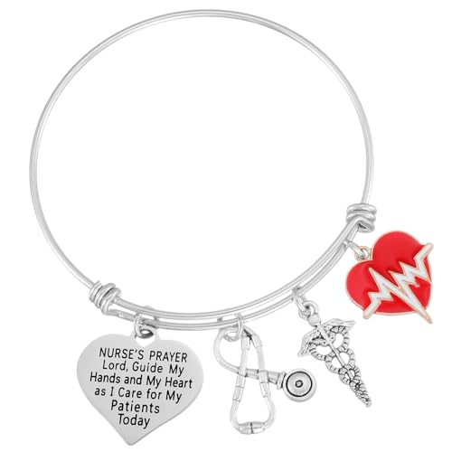 Kivosliviz Nurse Prayer Gifts Bracelet for Women Female Nursing Charm Christmas Bangle for Nurses Nurse Prayer Bracelet