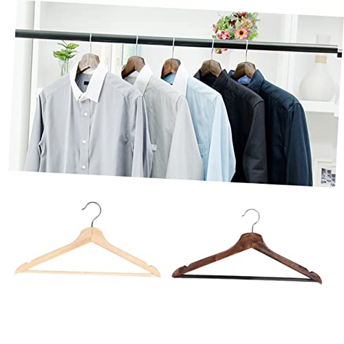 HOOTNEE 2pcs Solid Hardwood Cedar Coat Hangers Heavy Duty Suit Hangers Connector Hooks Non-Slip Anti-Hook Design Natural Walnut Finish