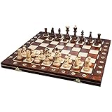 Albatros Schachspiel Holz DA Vinci, Handgefertigt mit edlen Gravuren, 42 x 42cm - Schach-Brett Holz Hochwertig inklusive Holz Schachfiguren - Gefertigt in EU - Chess Board Full Set