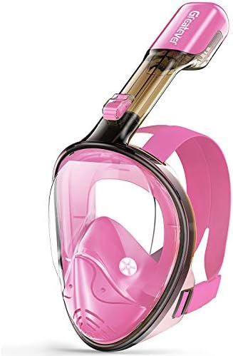 Greatever Full Face Snorkel Mask, Snorkeling Gear for Adults Kids with Latest Dry Top Breathing System and Detachable Camera Mount, Foldable Panoramic View Snorkeling Mask Set, Anti-Fog & Anti-Leak