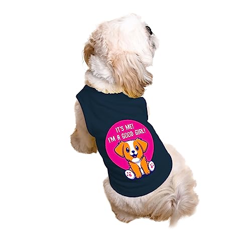 Image of Ruse I m a Good Girl Printed Dog Round Neck Sleeveless Vest Tank T-Shirt /Tees Apparel /Clothes /Tees Gift for Dogs (Navy /XL (Retrievers, Labs etc.)