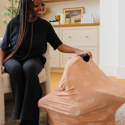 Image of Copper Pearl Nursing Cover for Breastfeeding - Multi-Use Baby Car Seat Cover, Stroller Cover & Breast Feeding Cover Up for Women, Stretchy Breathable High Quality Cover for Boy or Girl, Cooper
